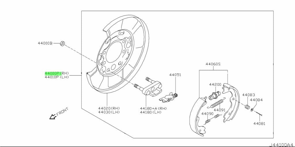 Nissan Genuine OEM Brake Assy-Parking,Rear RH 44000-CA01B