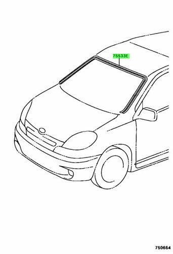 Genuine Toyota Windshield Outside Moulding 75533-52020 Funcargo Echo Verso OEM