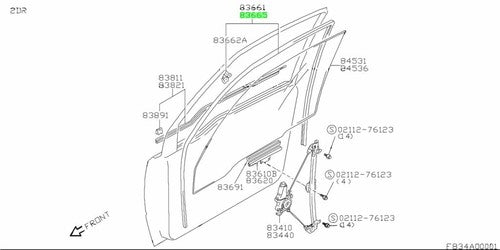 Genuine Suzuki Front Door Glass Run Channel LH 83680-60A00 Vitara Sidekick
