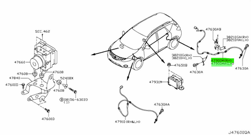 Genuine Nissan Murano Z51 Rear ABS Sensor RH LH Set 47900-1AA0B 47901-1AA0B