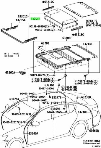 Genuine Lexus Sunroof Weatherstrip 63251-30130 ES350 GS350 GS F