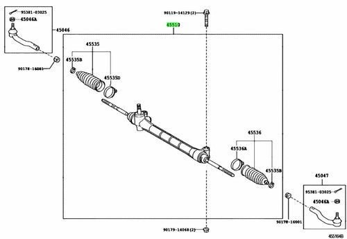 Genuine Toyota Steering Gear Assembly Rack and Pinion 45510-58020