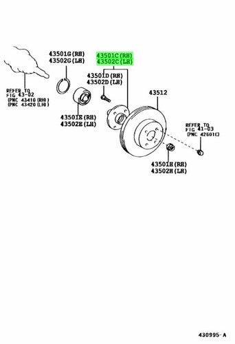 Genuine Toyota Front Axle Hub Set of 2 43502-52010 Echo Platz Probox Raum Porte