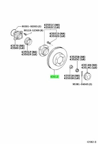 Genuine Toyota Front Brake Disc Rotor x2 43512-35322