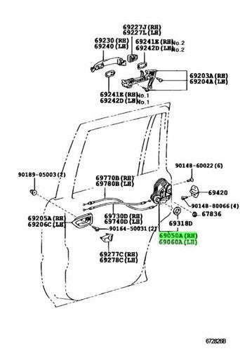 Genuine Toyota 4Runner Rear Door Lock Actuator RH LH 69050-60091 69060-60091