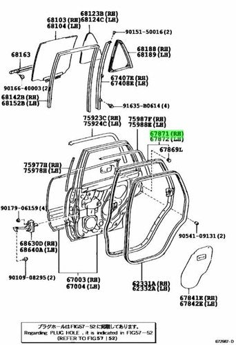 Genuine Toyota 4Runner Rear Door Weatherstrip RH LH Set 67871-35080 67872-35080