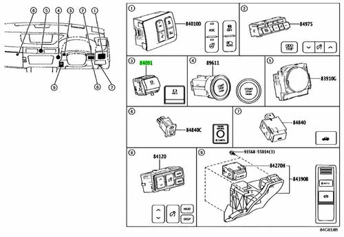 Genuine Toyota Lexus Satellite Switch Set 84091-30590