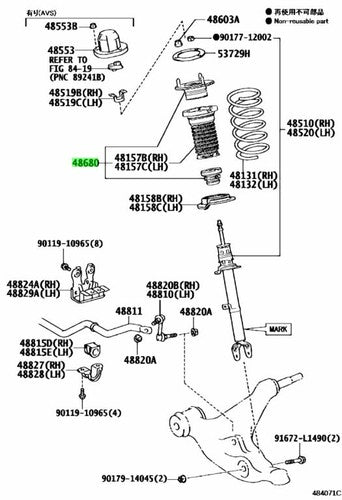Genuine Lexus Front Suspension Support Assy 48680-24100 x2 Set
