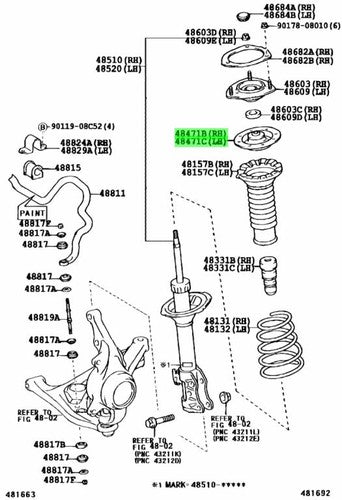 Genuine Toyota Front Coil Spring Upper Seat 48044-52010 Echo Funcargo Platz