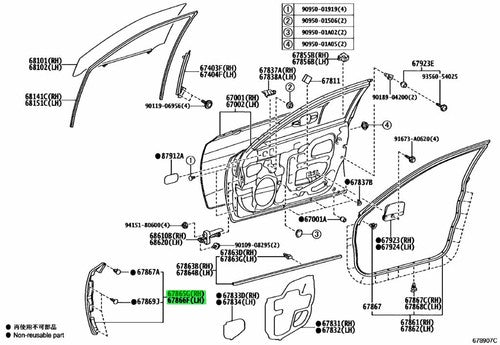 Genuine Toyota GS F Front Door Weatherstrip No.3 RH LH 67865-30060 67866-30060