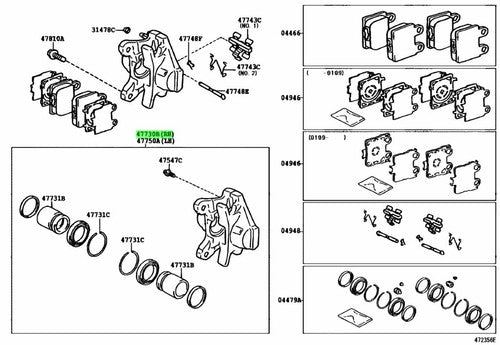 Genuine Lexus GS300 GS400 GS430 SC430 Rear Brake Caliper RH 47730-30410