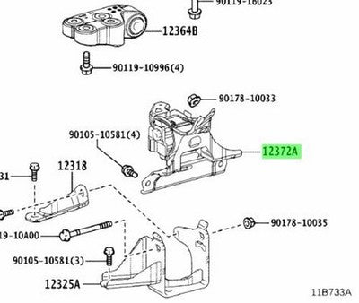Genuine Toyota Engine Mount Insulator LH 12372-0Y192 Corolla C-HR