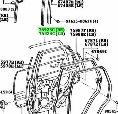 Genuine Toyota 4Runner Black Out Tape No.2 RH LH Set 75923-35010 75924-35010
