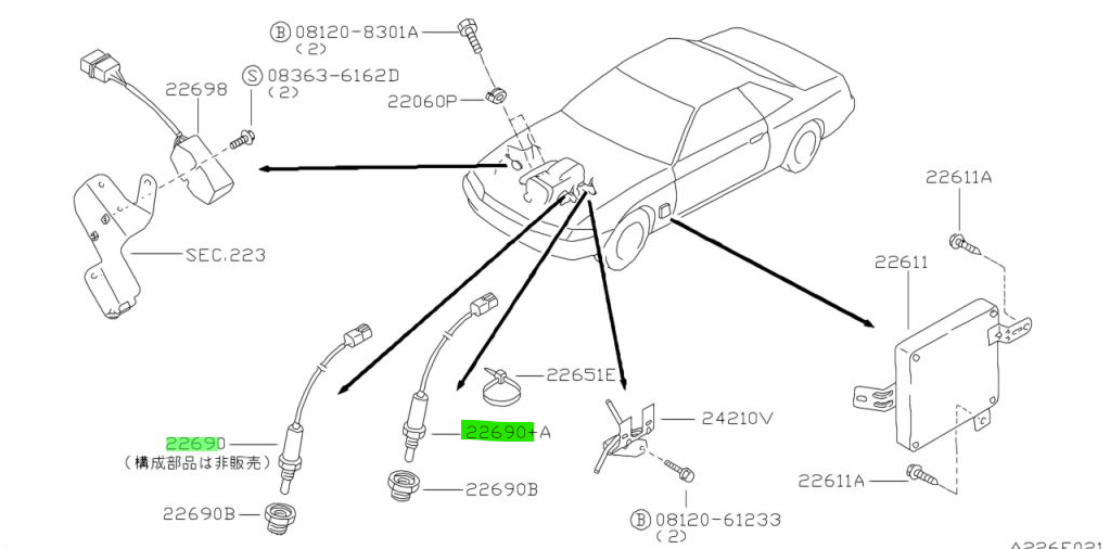 OEM Genuine Nissan Oxygen SENSOR O2 Rear&Front R32 Skyline GTR 22690-05U22/05U211