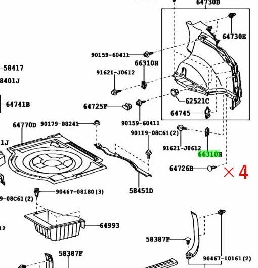 OEM TOYOTA LEXUS RX270/350/450H Rope Hook Assy LT Gray Trim 66310-30011-B2 4PCS1