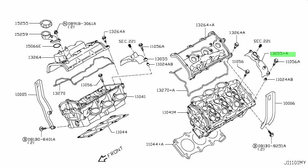 OEM Genuine Nissan GT-R R35 Camshaft Angle Sensor Bracket 13055-JF00B NEW2