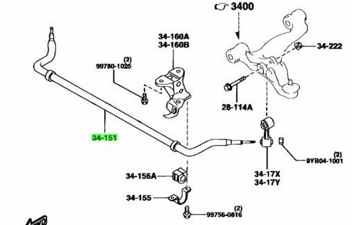 OEM Mazda FD01-34-151A Front Stabilizer Sway Bar RX-7 FD3S Genuine1