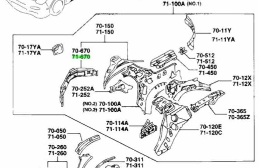 OEM MAZDA CLOSING PLATE LH RX-7 FD3S FD01-71-15XD1