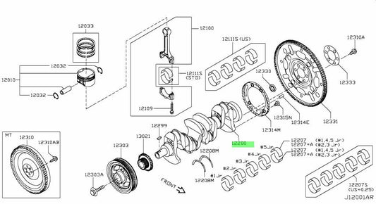 New Genuine Nissan Crankshaft Assembly 12201-1VA0A OEM