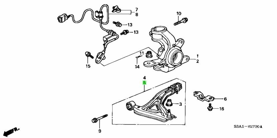 Honda Genuine OEM Front Lower Control Arm LH 51360-S3A-003 Acty HA6 HA71