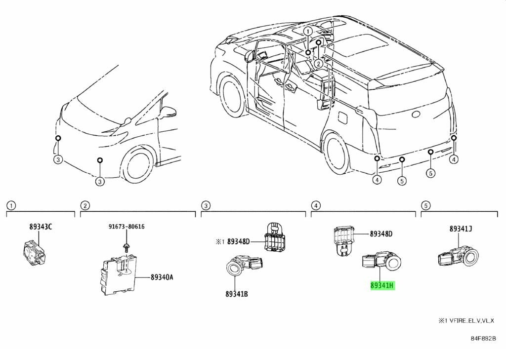 Genuine Toyota Alphard AGH30 Parking Sensor Black 202 OEM 89341-58051-C01