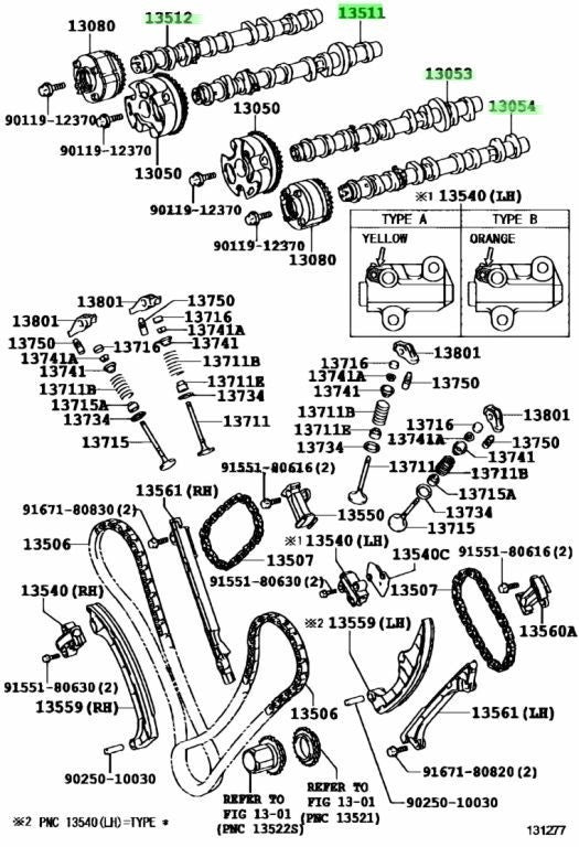 Genuine Toyota Camshaft Set 4PCS 13501-38010 13502-38010 OEM1
