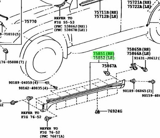 Toyota Prado 150 Side Skirt Pair Bronze 4T3 75805-60050-E1 75806-60050-E1 OEM1