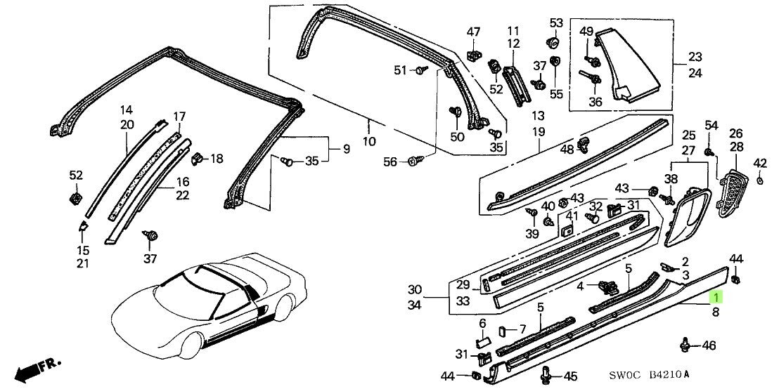OEM HONDA COVER, PLASTIC NSX ABA-NA1 ABA-NA2 LA-NA1 LA-NA2 71801-SL0-305ZZ