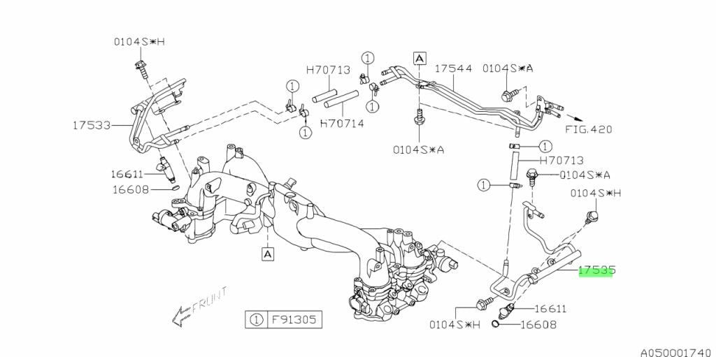 Subaru OEM Pipe Fuel LH 17535AA344 for Impreza Forester WRX1