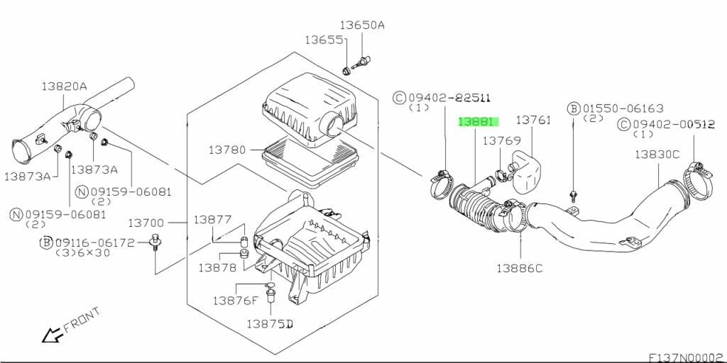 13881-77E01-000 Suzuki Hose,air clnr outlet 1388177E01000, New Genuine OEM Part1