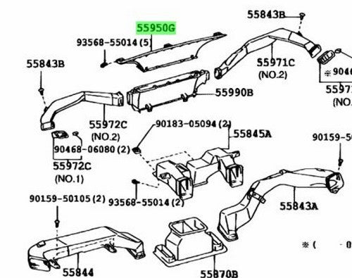 Genuine TOYOTA Land Cruiser Prado Lexus GX470 Defroster Nozzle Assy 55950-601001