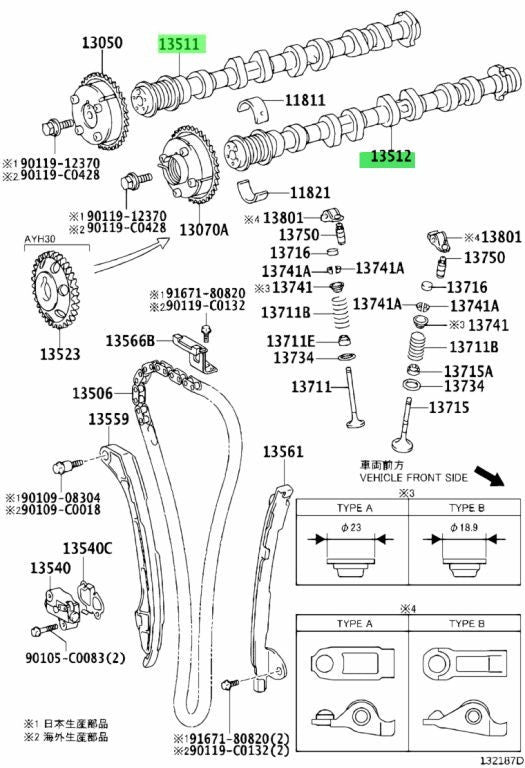 OEM Genuine Toyota Camshaft Set Intake Exhaust Engine 13501-36050 13502-360301