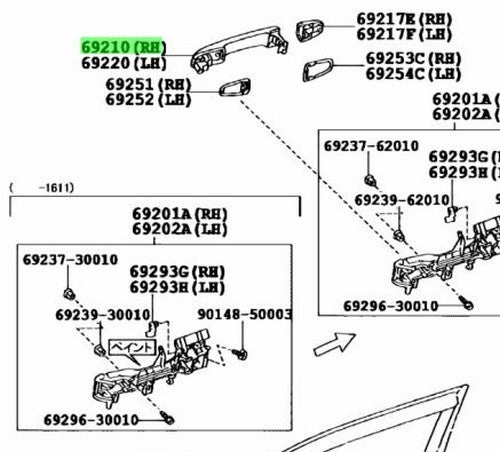 Toyota Prado Front Door Handle Vintage Brown 4X4 69210-60150-E5 OEM1