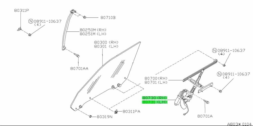 New Genuine Nissan Window Regulator Motor LH RH Pair 80731-70T04 80730-70T041