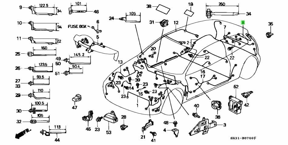 OEM Honda Civic EG Rear Wiper Sub Wire Harness Genuine 32129-SR3-0001