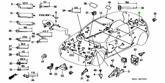 OEM Honda Civic EG Rear Wiper Sub Wire Harness Genuine 32129-SR3-0001