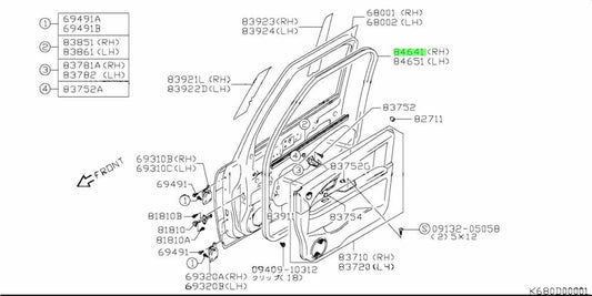 84641-80J00-000 Suzuki Weatherstrip,fr dr opng,r 8464180J00000, New Genuine OEM 1
