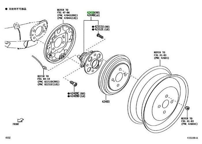 TOYOTA ALPHARD HUB & BEARING ASSY REAR AXLE RH 42410-B1100 Genuine JDM1