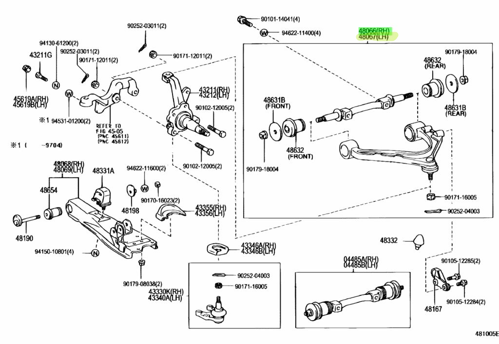 Toyota Hiace Regius Upper Control Arm LH RH Set 48067-29085 48066-29085 Genuine