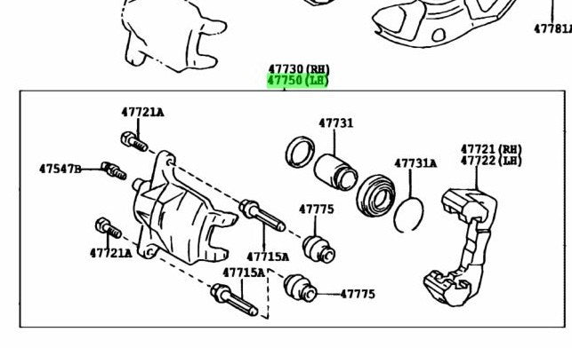 Genuine Toyota Front Brake Caliper LH 47750-52020 Echo Funcargo Probox Vitz OEM1