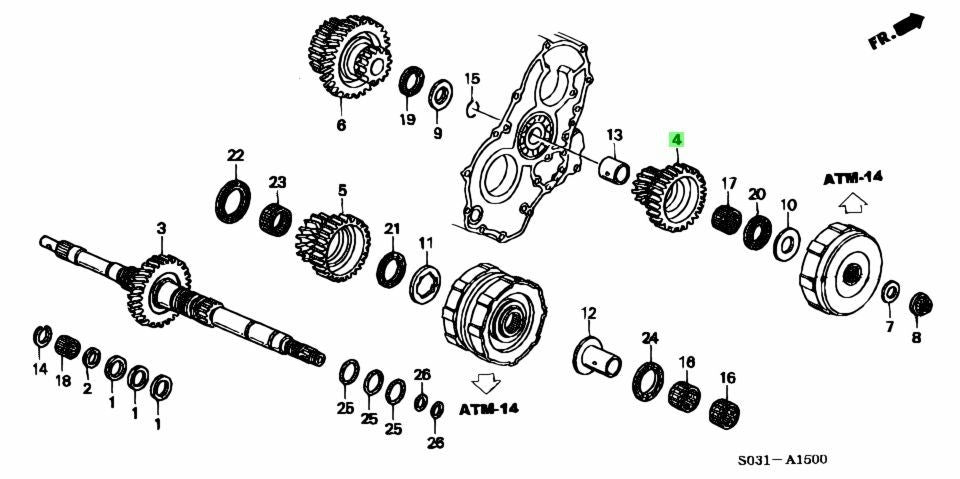 OEM Honda Integra Civic CR-V AT Mainshaft Low Gear 23411-P4P-N00 Genuine1