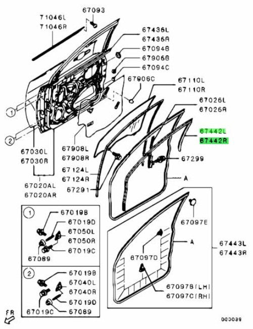 Genuine Mitsubishi FR Door Inner Opening Weatherstrip L&R Set MN117/629HA-630HA1
