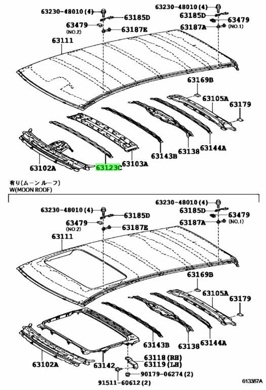 TOYOTA LEXUS RX270/350/450H RoofPanel Reinforcement Body Repair Part 63123-480401