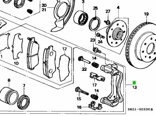 OEM Honda Civic EG6 Del Sol Right Front Brake Caliper 45210-SR3-V02 Genuine1
