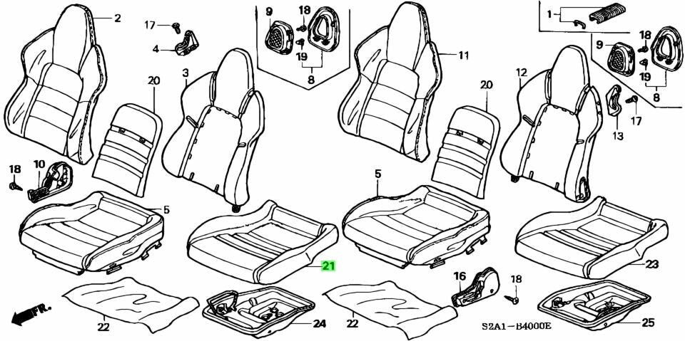 OEM Genuine HONDA 81132S2A013 PAD&FRAME COMP R FR SEAT CUSHION 81132-S2A-013 NEW