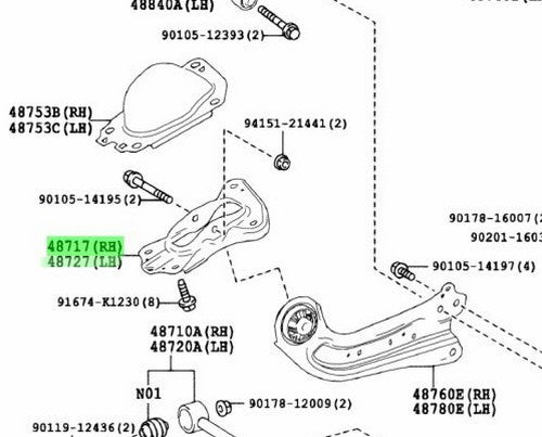Genuine Toyota Rear Suspension Arm Bracket RH LH Set 48717-10010 48727-100101