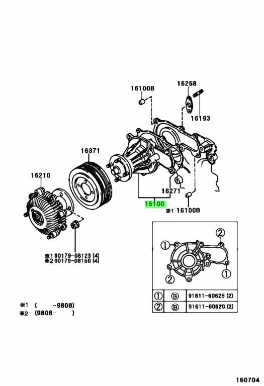 Genuine Toyota IS200 IS300 Altezza Chaser Mark II Water Pump 16100-79285 OEM1