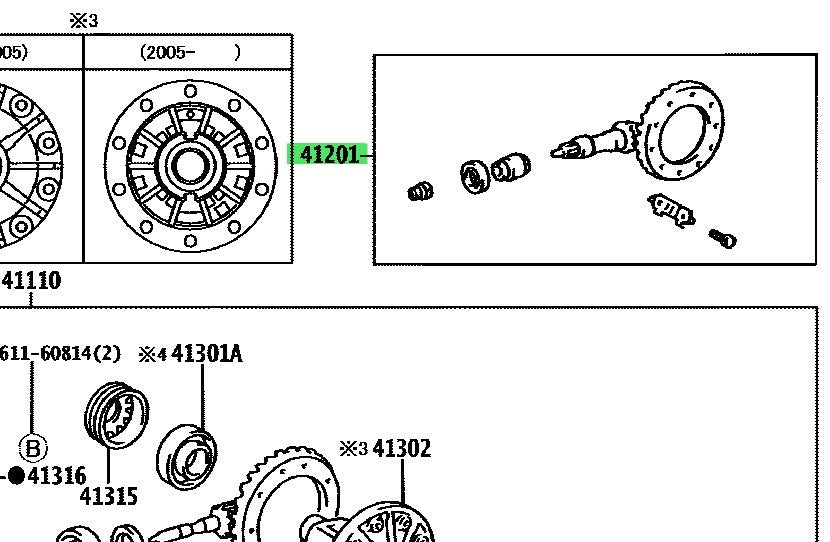 OEM FINAL GEAR KIT, DIFFERENTIAL RR Genuine Toyota HiAce Van GDH201V 41201-80A041