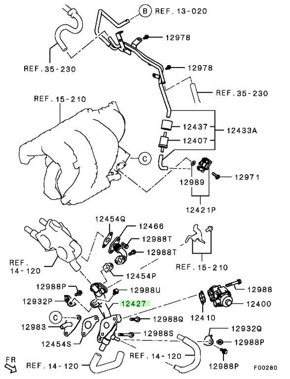 Genuine Mitsubishi 1582A957 EGR Valve Housing Outlander Sport PHEV1