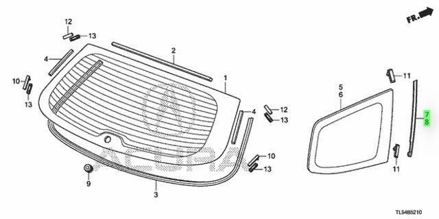 OEM Honda Seal Front Quarter Glass R&L SET Acura TSX